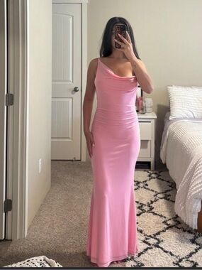 Beginning Boutique Pink Cowl Neck Maxi Dress